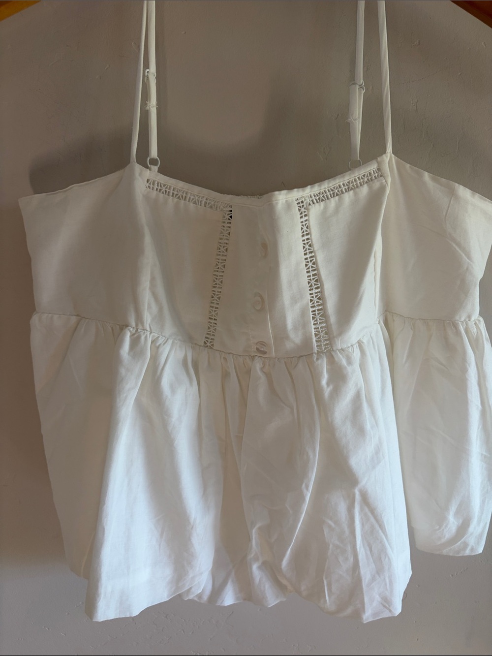 Zara Cream Lace-Trim Peplum Cami